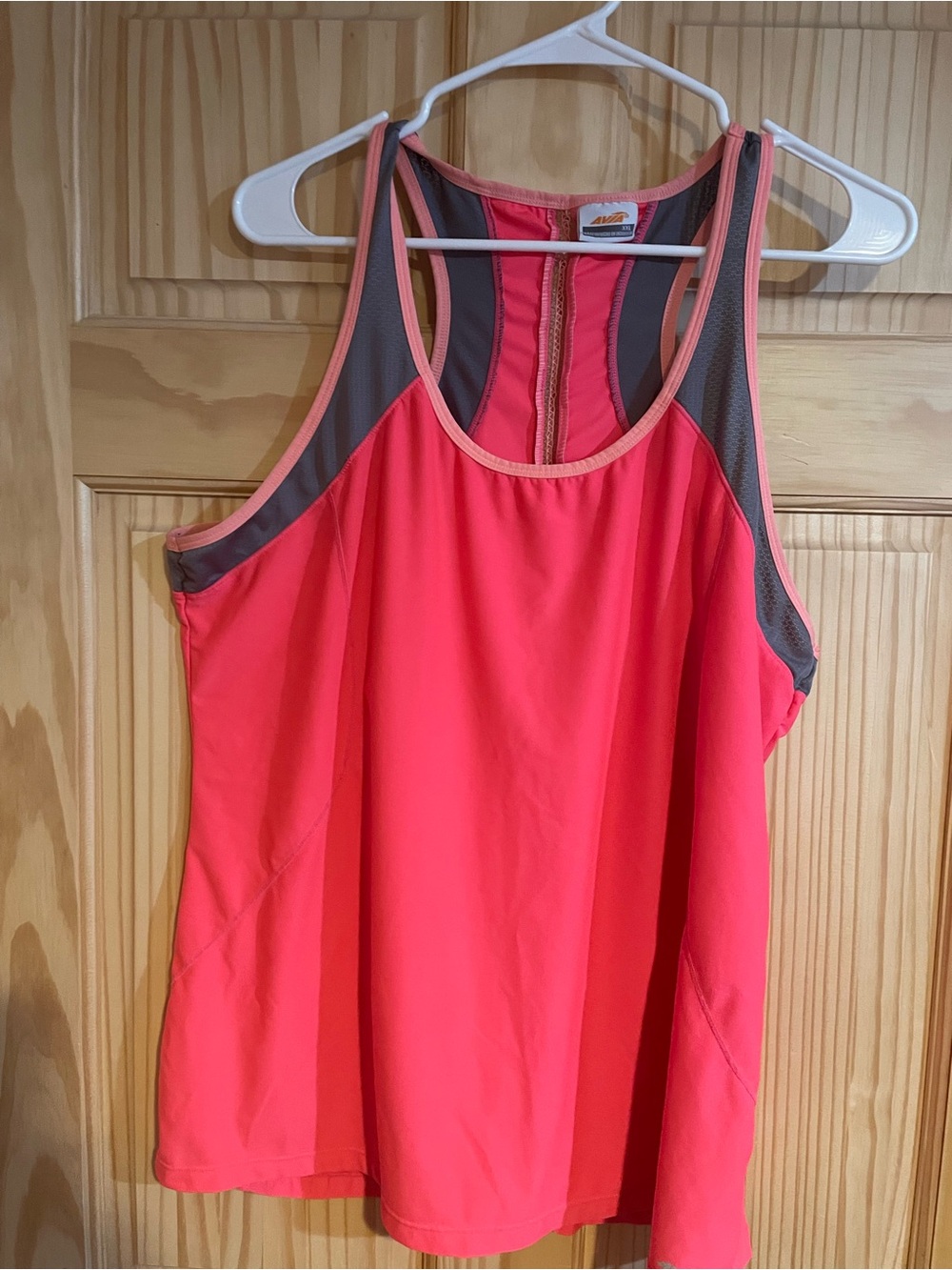 Avia Coral Pink Racerback Tank with Gray Mesh Trim